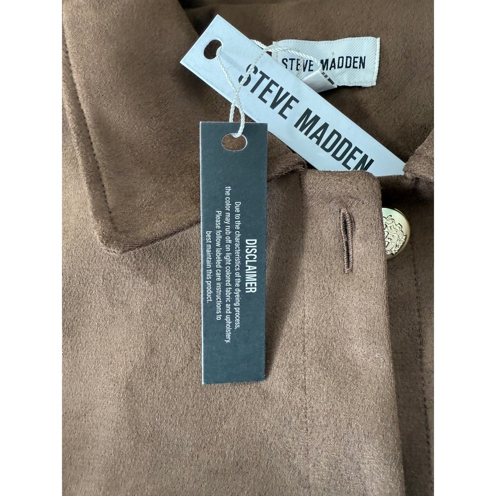 Steve Madden Womens Cropped Faux Suede Jacket Shaved Chocolat Brown DP32966F L - Picture 5 of 13